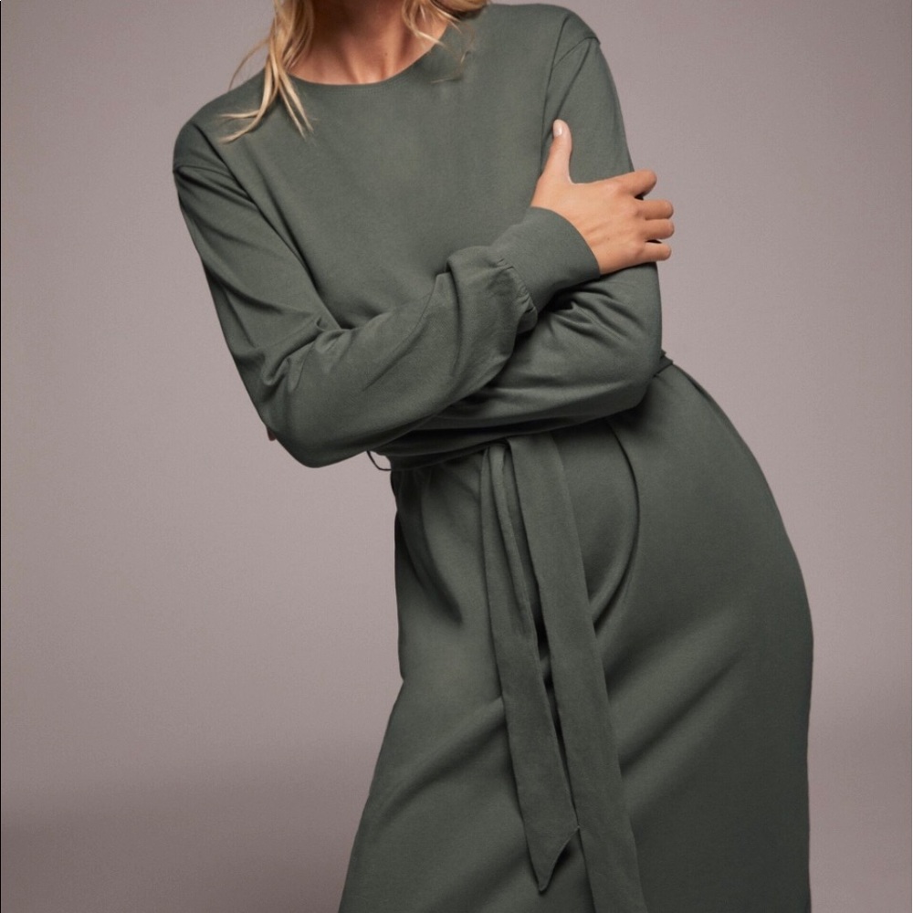 Zara Olive Green Cotton Dress with Belt